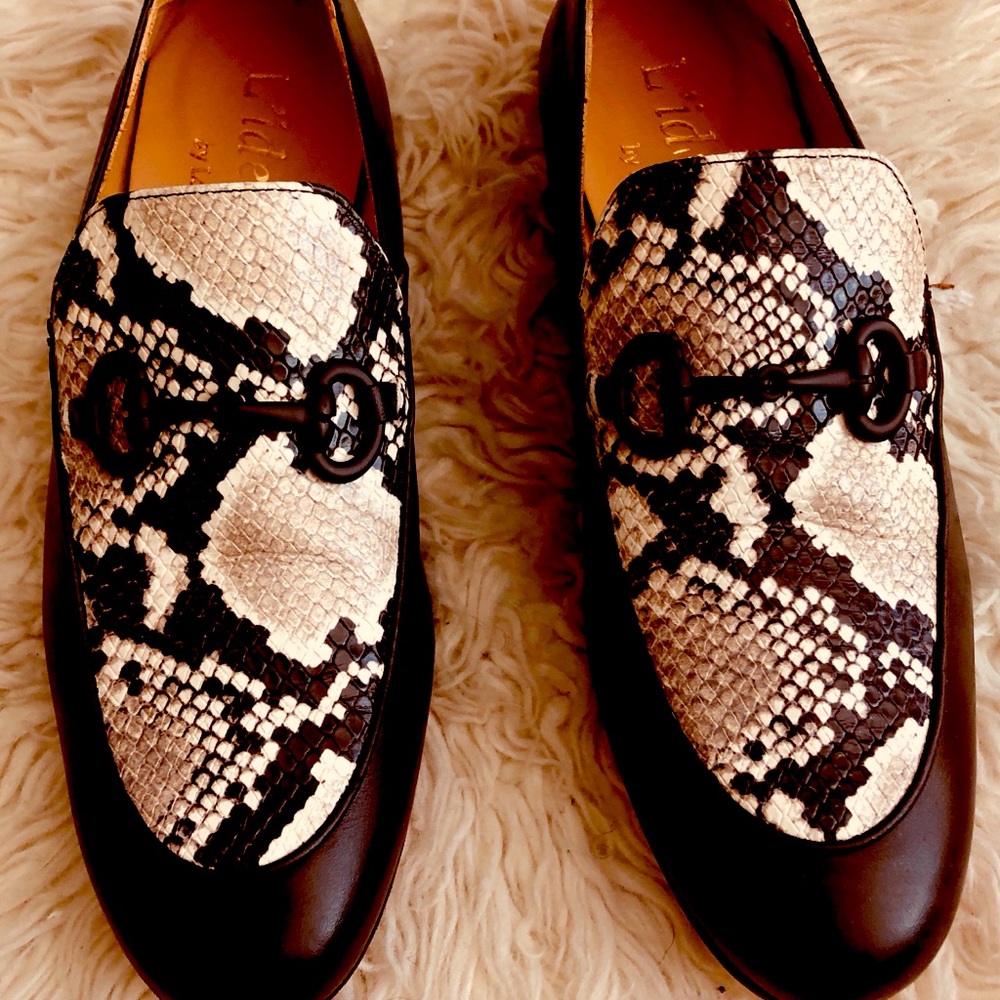 Black and white loafers